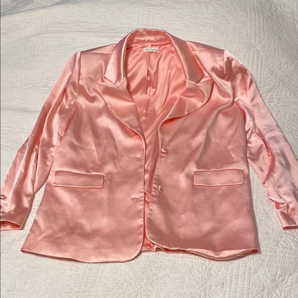 Good American Pink Satin Blazer